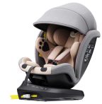   ISOFIX-es 360°-ban forgatható Mama Kiddies Murphy Bear biztonsági autósülés (40-150 cm iSize) pink-szürke színben ajándék napvédővel