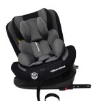   ISOFIX-es 360°-ban forgatható Mama Kiddies Racing biztonsági autósülés (40 -125 cm) fekete-szürke színben + Ajándék fejvédő párna