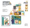 Mama Kiddies 77 részes 93 cm magas Spray Kitchen babakonyha szett türkiz színben