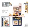 Mama Kiddies 47 részes 88 cm magas Spray Kitchen babakonyha szett kék színben