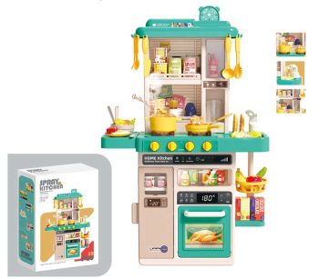 Mama Kiddies 50 részes 78 cm magas Spray Kitchen babakonyha szett türkiz színben