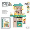 Mama Kiddies 50 részes 78 cm magas Spray Kitchen babakonyha szett türkiz színben